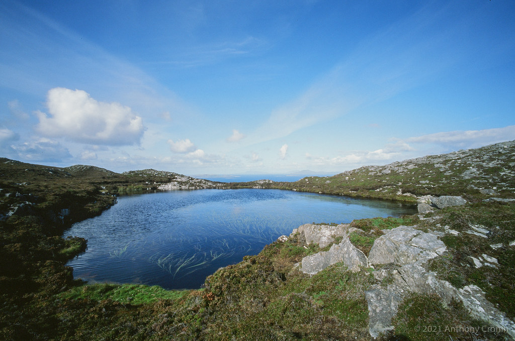 Spring green hills overlooking the Atlantic in Connemara Ireland